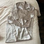 Calvin Klein Women’s Vintage Long Sleeve Beige Satin 2 Piece PJ Pajama Set M NWT Photo 2