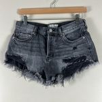 Free People  Gray Distressed Loving Good Vibrations Denim Shorts Photo 1