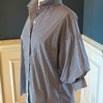 English Factory Avara  Molly Top Black White Striped Collared Balloon Sleeve New Photo 3