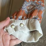 Gimmicks by BKE  Tan/Orange Sheer Split Back Blouse size M Photo 4