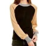 MONROW Black Tan Color Block Pullover Sweater Size XL Photo 2