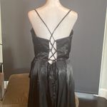 Women’s Black Full Length Prom Party Dress Criss Cross Straps & Leg Slit Size 10 Photo 4
