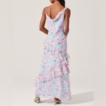 ASTR NWT  Levina Asymmetric Blue Floral Ruffle Dress Photo 2