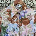 Vintage 70s Queen Casuals floral sleeveless blouse and button down shirt set Brown Size M Photo 1