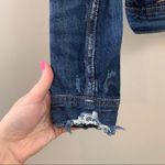 American Eagle Distressed Dark Wash Denim Cropped Jean Jacket Photo 6