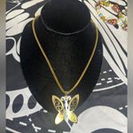 L.T.S.Steel Gold Tone Butterfly Pendant Necklace Y2K Aesthetic Statement Jewelry Photo 4