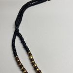 Women’s Black / Gold Tone Wood Bead Beaded Black Costume Necklace Handmade Photo 5