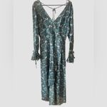 Band of Gypsies B.O.G. Band Of Free Jewel Teal Floral Wrap Maxi Ruffle Dress Medium Viscose NWT Photo 3