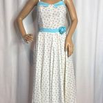 Vintage 60's spring meadow dress in white & blue froral circular XS Photo 9