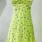 ZARA SATIN GREEN FLORAL MINI DRESS Photo 1