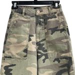 Topshop SZ 2 Camo Jeans High-Rise Green Button-Flap Pockets Wide-Leg Zip-Fly Photo 1