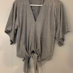 Love Stitch Gray V Neck Front Tie Shirt Photo 0