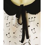 Hot Topic Music Note Peter Pan Collar Tie Front Sleeveless Chiffon Blouse ~ MED Photo 5