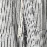 Athleta Bali Pants SZ 6 100% Linen White Stripe Drawstring Pull On Crop Cropped Photo 9