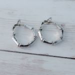 Trifari Vintage 1970's Crown  Hoop Stud Earrings with Bamboo Design Silver Tone Photo 2
