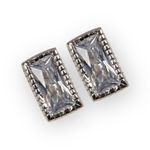 new Swarovski ❉ Rectangle Cut Crystal Stud Earrings ❉ Rhodium Plated .925 Silver Photo 7