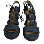 Parker & Sky  Blue Denim Espadrille Lace Up Wedge Heels Sandal Shoes Womens 7 Photo 1
