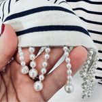 J.Crew Blouse Pearl Fringe Striped Long Sleeve Cropped Top Feminine Size S NWT Photo 4