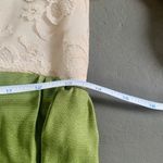 Vintage Green Maxi Dress with Satin Bow Belt 1970s Cream Lace Formal Dress Photo 9