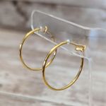 Vintage Clip On Earrings Gold Tone Pressure Hoops Just Over 1 & 1/8" Photo 0