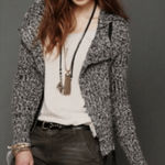 Free People  Chunky Knit Asymmetric Zip Sweater Photo 0