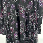 Loft NWT Black Paisley Floral Print Mock Neck Ruffle Long Sleeve Dress Size 8 Photo 4