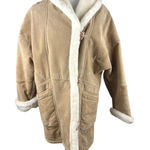 Wilson's Vintage Tan Suede Faux Shearling Lined Duffle Coat Jacket Warm Winter Size M Photo 0