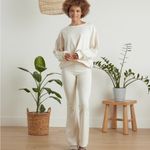 Known Supply • Dawn Pants in Pearl • Cream Ivory Flare Organic Cotton Size M Photo 2
