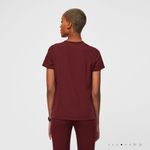 FIGS Catarina One-Pocket Scrub Top Maroon Short Sleeve Photo 2