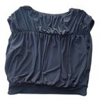 EXPRESS Polished Matte Jersey Ruched Banded Bottom Top Black Large blouse Photo 8