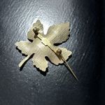 Vintage 2” Orange Enamel/Gold Tone Leaf Brooch Gold Photo 3