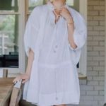 Brochu Walker Black St. Tropez Waist Chest Tie Eyelet Collar Oversized Dress M Photo 2