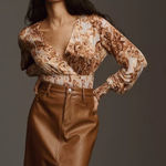 Anthropologie  Tiny Valentina Long Sleeve Floral Printed Surplice Top Size XL Photo 0