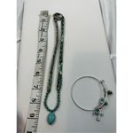 Paisley cloth with turquoise stone center and statement charm cross bracelet sil Blue Photo 3