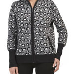 Rachel Zoe grey leopard print zip up sweater sz Large Photo 0