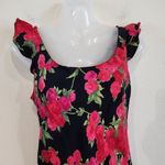 Me Too  Vintage VTG Floral Print Red Black Rose Midi Dress Size Small Photo 4