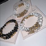 Melrose and Market  Gold Black & White Beaded Bracelets 3 sets NeW twist gift Photo 2