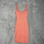 Miou Muse Dress Womens Large Orange Ribbed Cutout Mini Bodycon Sexy Clubwear Photo 2