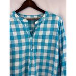 Joan Rivers Women’s  Size 2X Blue & White Plaid 3/4 Button Up Blouse Photo 1