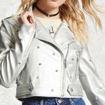 Forever 21 Silver Metallic Faux Leather Jacket Photo 0