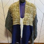 World Market Colorblock Knit Blue Gray Brown Crochet Poncho Shrug Cardigan Size undefined Photo 0
