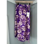 Japna NWT  Purple Floral Print Satin Midi Wrap Skirt Size Medium Photo 1