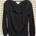 Michael Kors  Black Sweater Long Sleeve Scoop/Gathered Neck Size Small‎ Photo 0