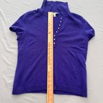 St. John  Purple 100% Cashmere Pearl Button Blouse Top Medium Photo 4