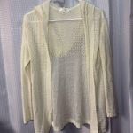 Say What? Say What? Women’s medium Cream Open-Knit Sweater, hooded Photo 0