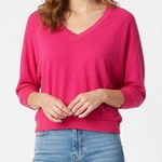 Splendid  V Neck Dolman Sleeve Top Raspberry Pink Cotton Size Small Photo 0