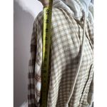 American Eagle Cropped Hooded Farmcore Plaid Brown Tan Flannel Shirt Size L Photo 3