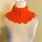 Handmade Crochet Cowl Pattern Neck Warmer with Buttons Orange Photo 4
