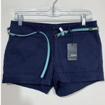 Bebop Women’s Navy Blue Cuffed Shorts W/Aqua Belt Size 5 NWT Photo 0