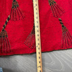 Laurence Kazar Vintage  100% Silk Beaded Sequin Tassel Blouse Red‎ Holiday Bling Photo 8